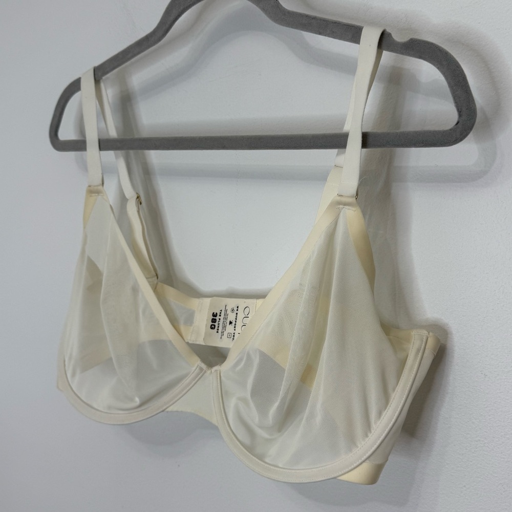 Cuup The Plunge Mesh Bra Women’s Size 38G Off White Ivory Underwire Cream - Picture 2 of 9